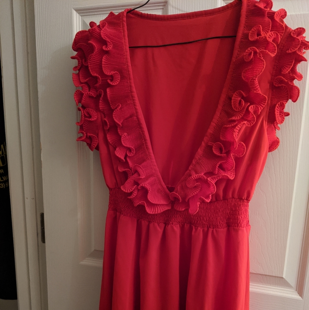Von Lancelot/ Red Ruffle Dress